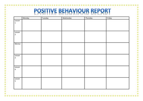 positive behaviour report template